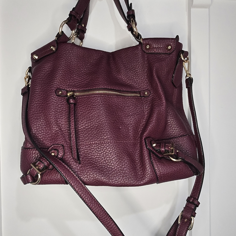 Urban Expressions Plum Pebbled Shoulder Bag with Gold Hardware - Picture 8 of 16